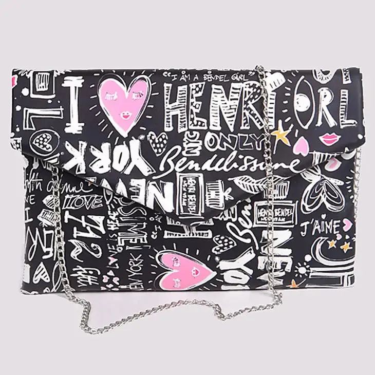 3AM Lovely Doodle Print Clutch