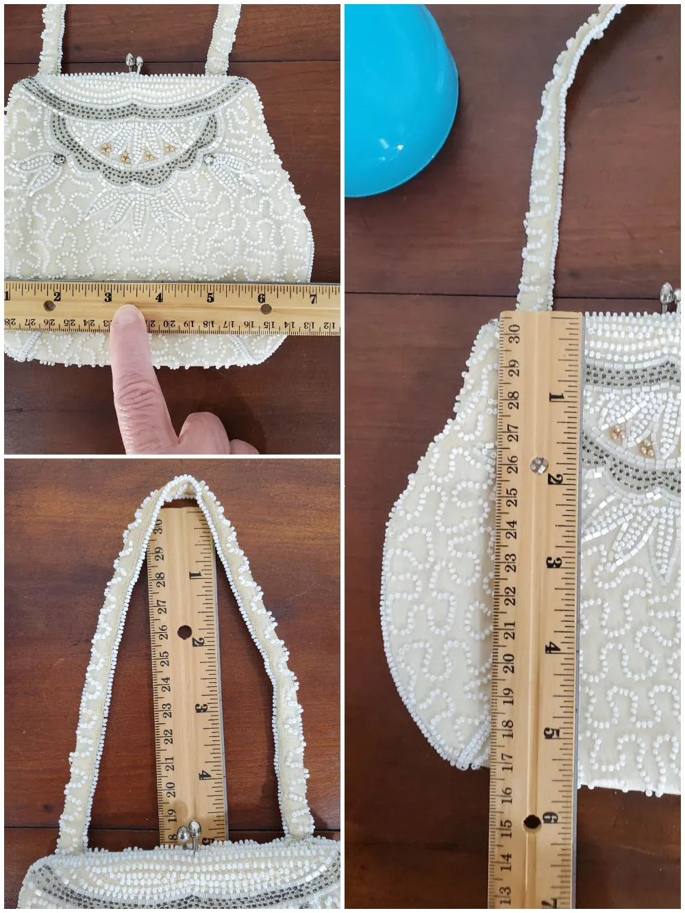 50s/60s Beaded Purse in White and Cream