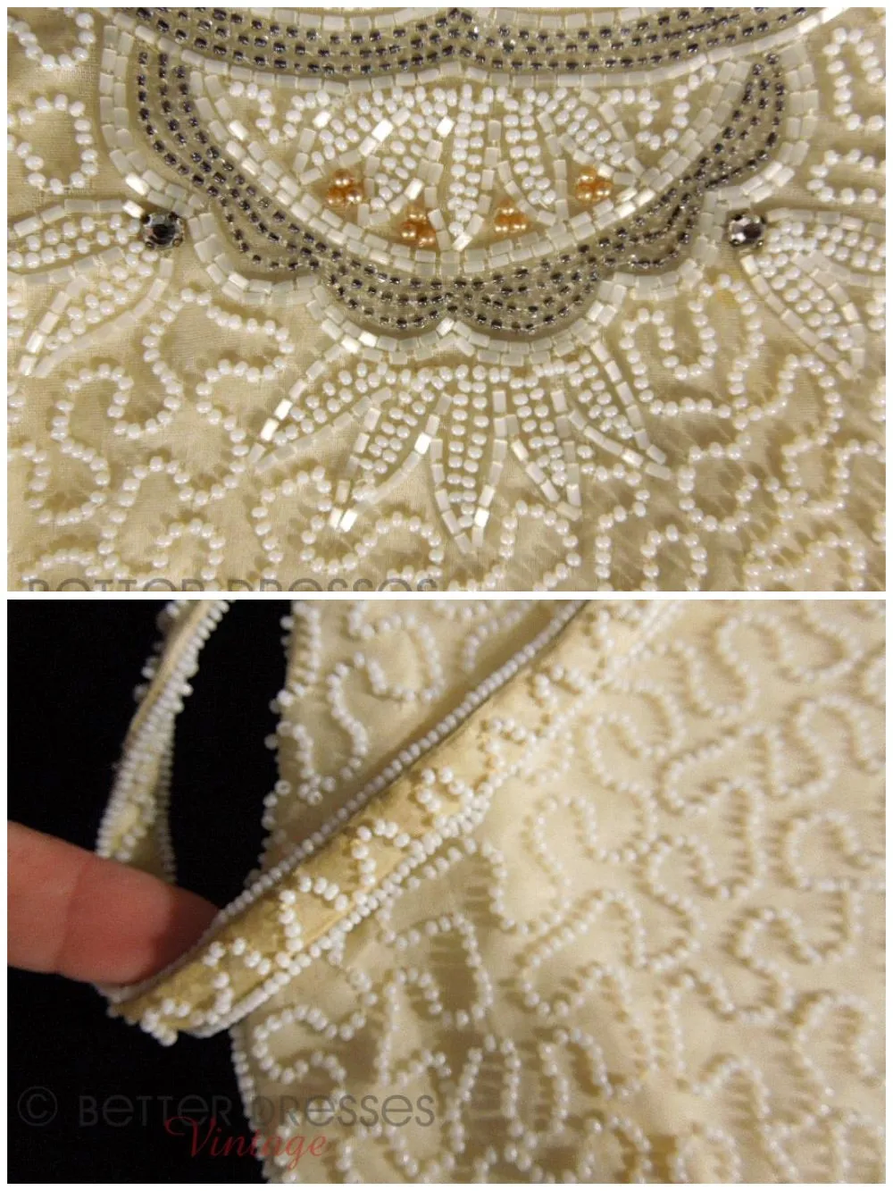 50s/60s Beaded Purse in White and Cream