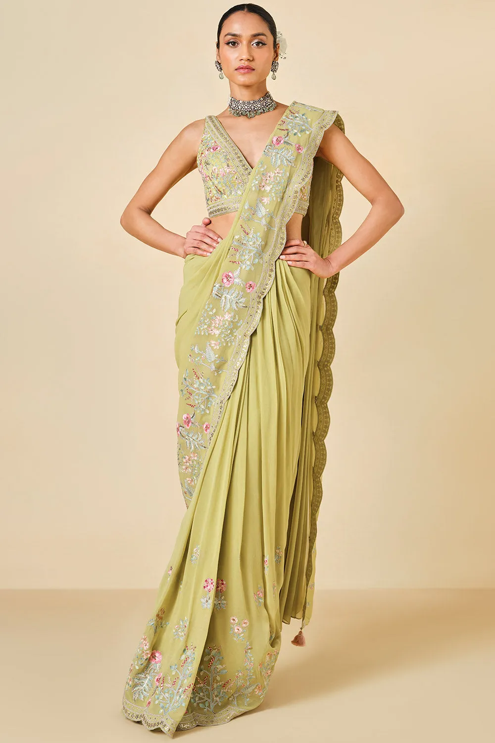 Aadhvita Embroidered Georgette Saree