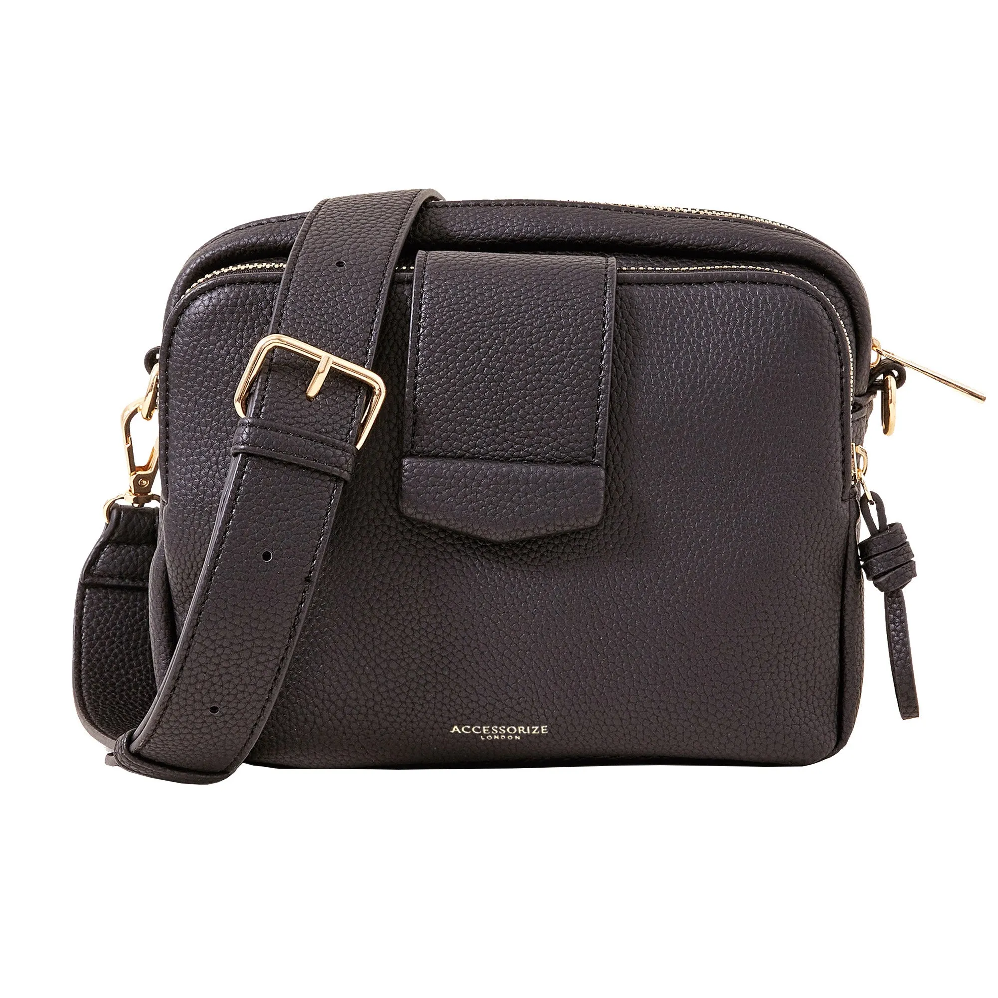 Accessorize London Women's Black Functional Cross-Body Bag Black