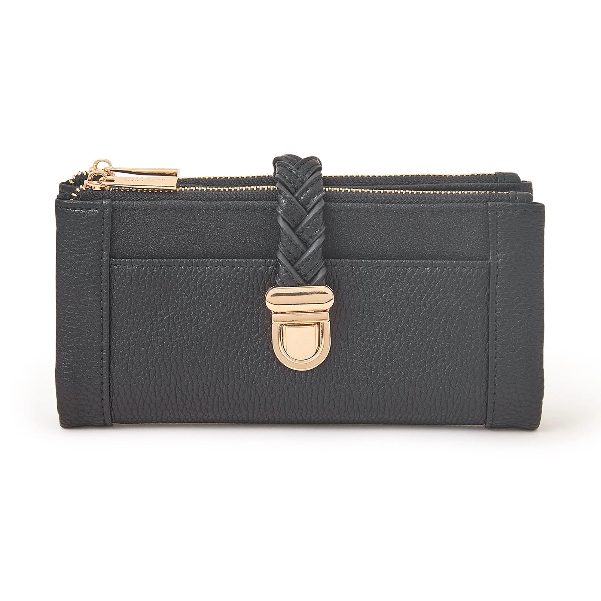 Accessorize London Women's Black Plait Push-Lock Wallet