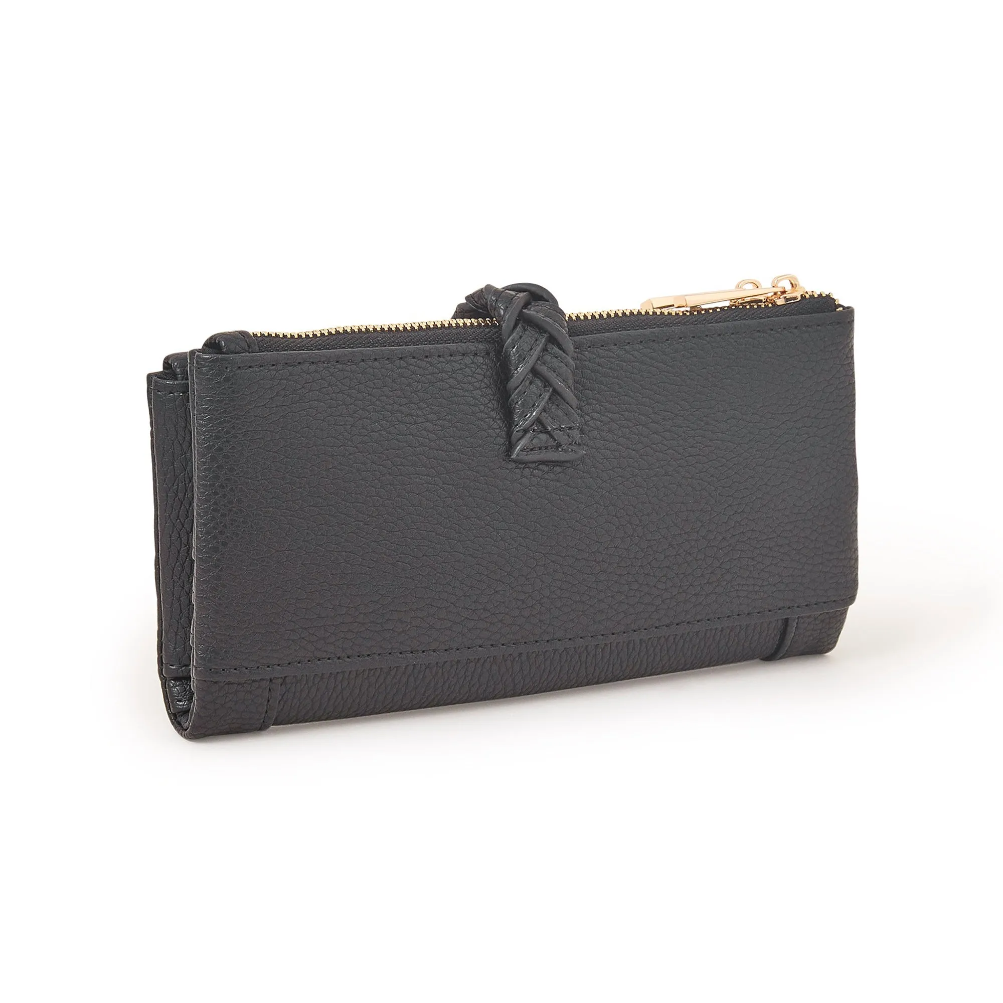 Accessorize London Women's Black Plait Push-Lock Wallet