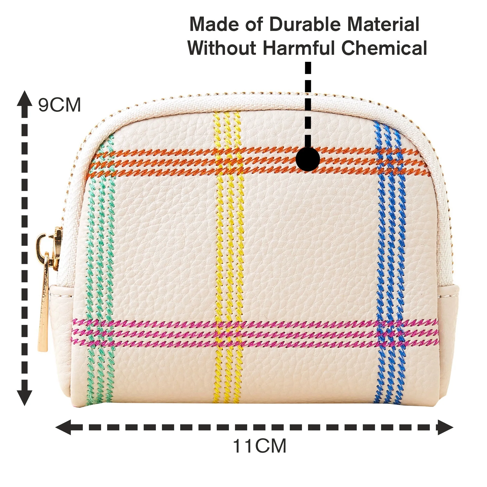 Accessorize London Women's Cream Check Stitch Coin Purse