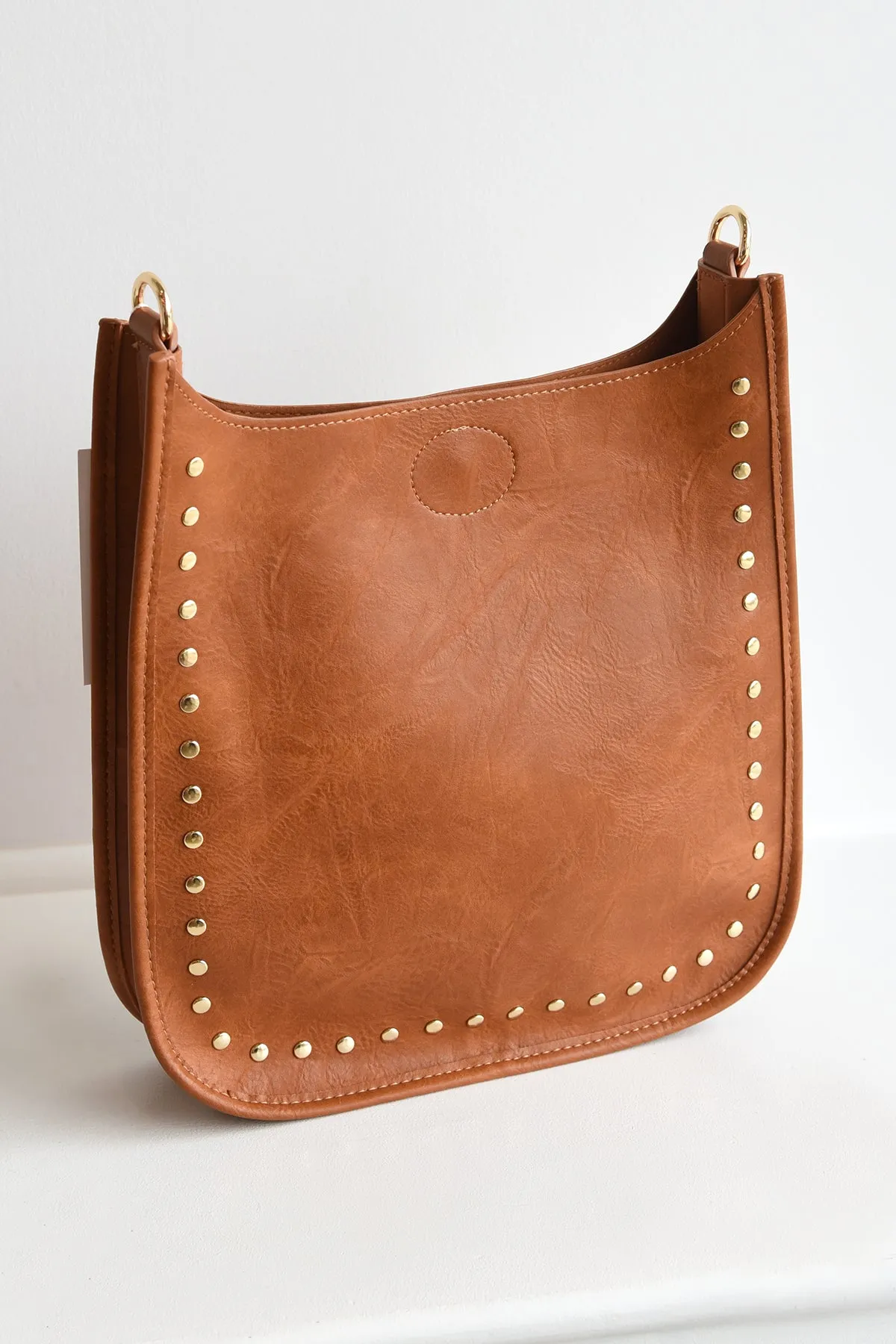 AHDORNED STUDDED CAMEL LEATHER MESSENGER