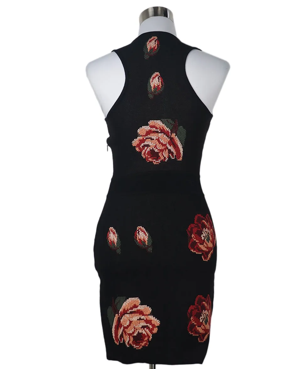 Alexander McQueen Black Floral Knit Dress sz 2