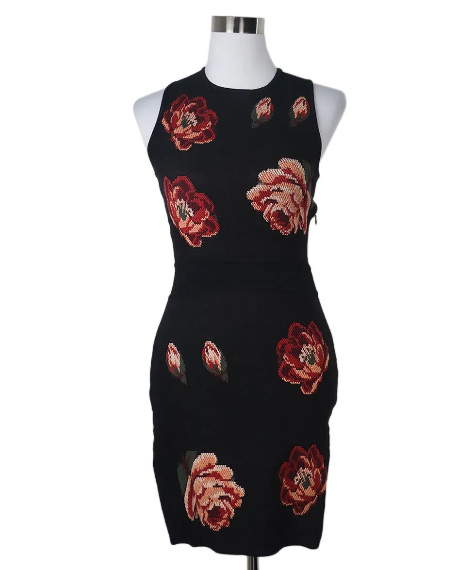 Alexander McQueen Black Floral Knit Dress sz 2