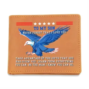 American Eagle To Son Gift, Inspirational Graphic Leather Wallet