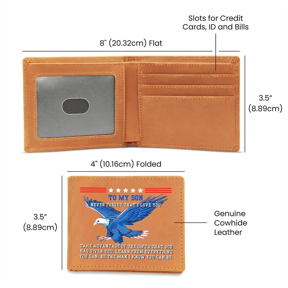 American Eagle To Son Gift, Inspirational Graphic Leather Wallet