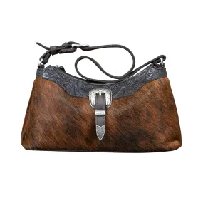 American West Cowtown Brindle Hair-On Leather Zip Top Shoulder Bag