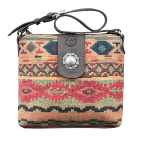 American West Santa Fe Tapestry Leather CCS Zip Top Shoulder Bag