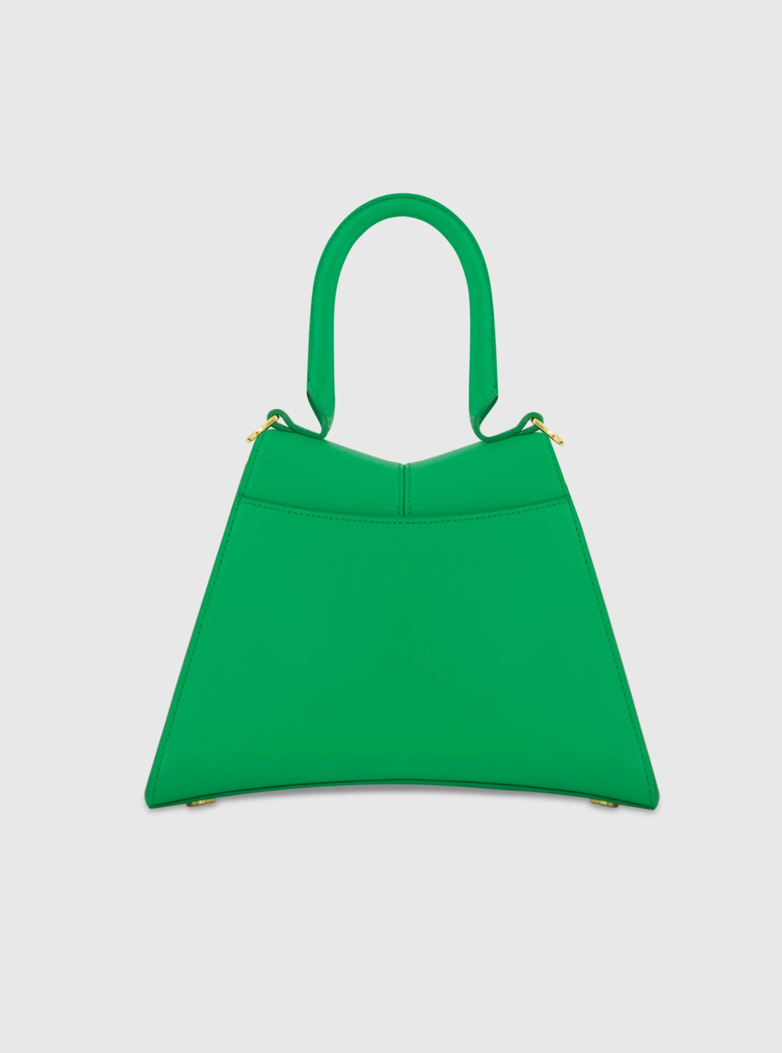 Angular Small Green Leather Handbag With Gold Hardware