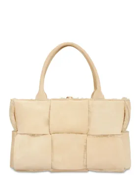 Arco Shearling and Suede tote small bag