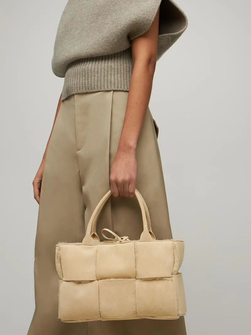 Arco Shearling and Suede tote small bag