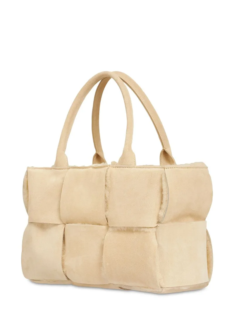 Arco Shearling and Suede tote small bag