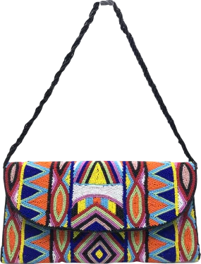 Stylish Aspiga Beaded Clutch Bag in Vibrant Multicolours