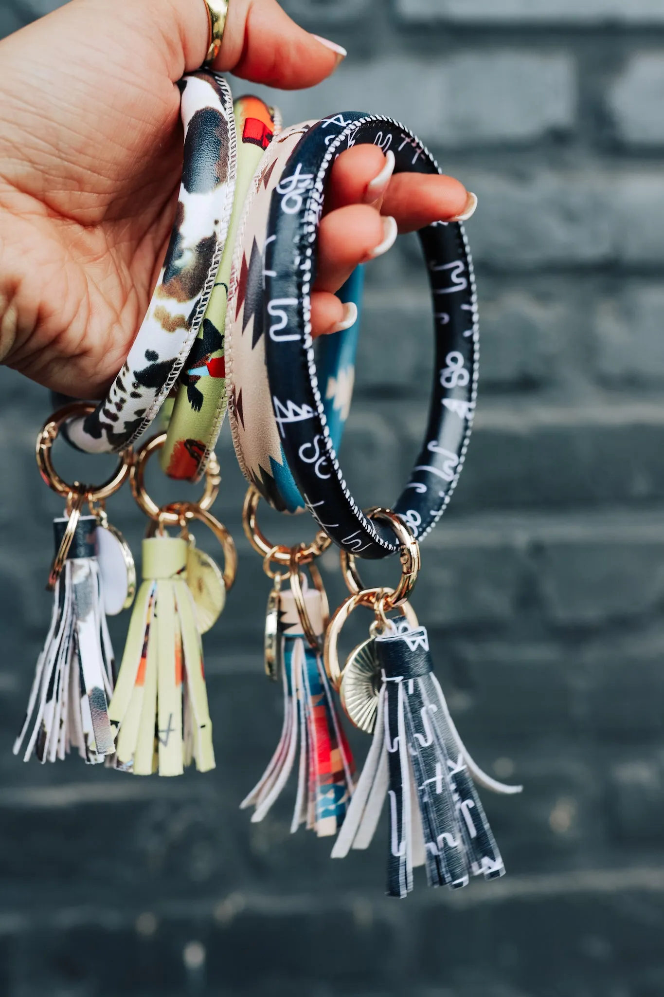 Aztec Bangle Bracelet Keyring With Tassel