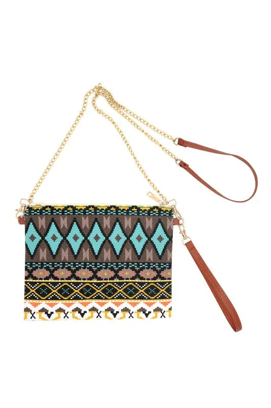 Aztec Crossbody and Wristlet Bag