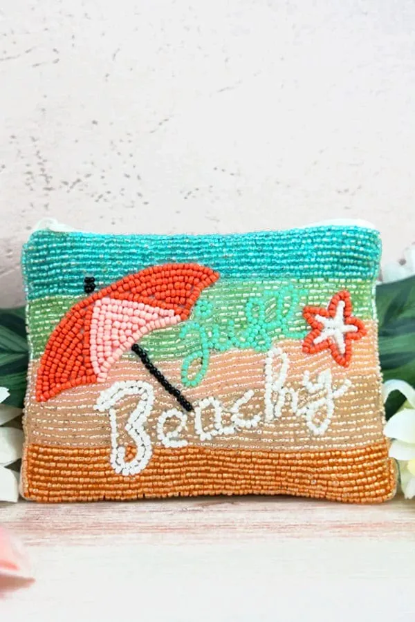 BEACH BEAD COIN CLUTCH  PURSE