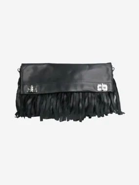 Black fringed shoulder bag