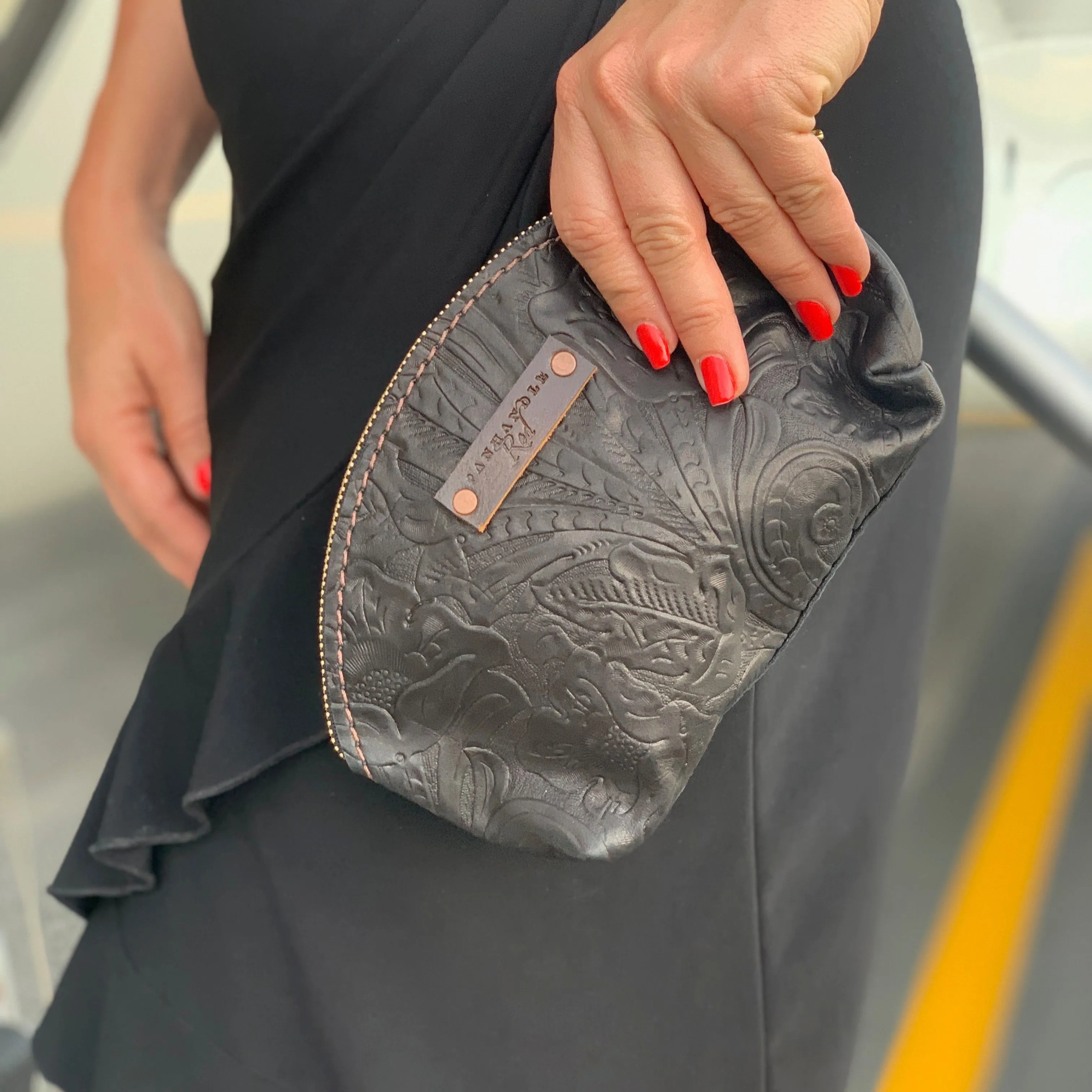 Black Leather Clutch Purse