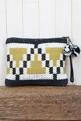 Black/Citron Pyramid Stripe Clutch