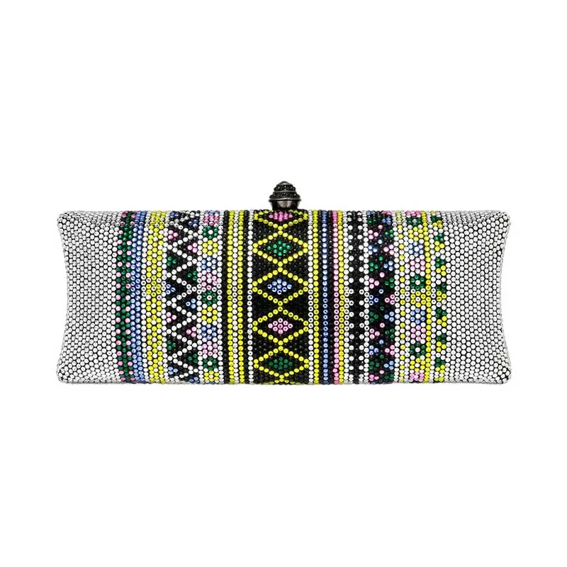 Bling Aztec Print Evening Clutch Bag