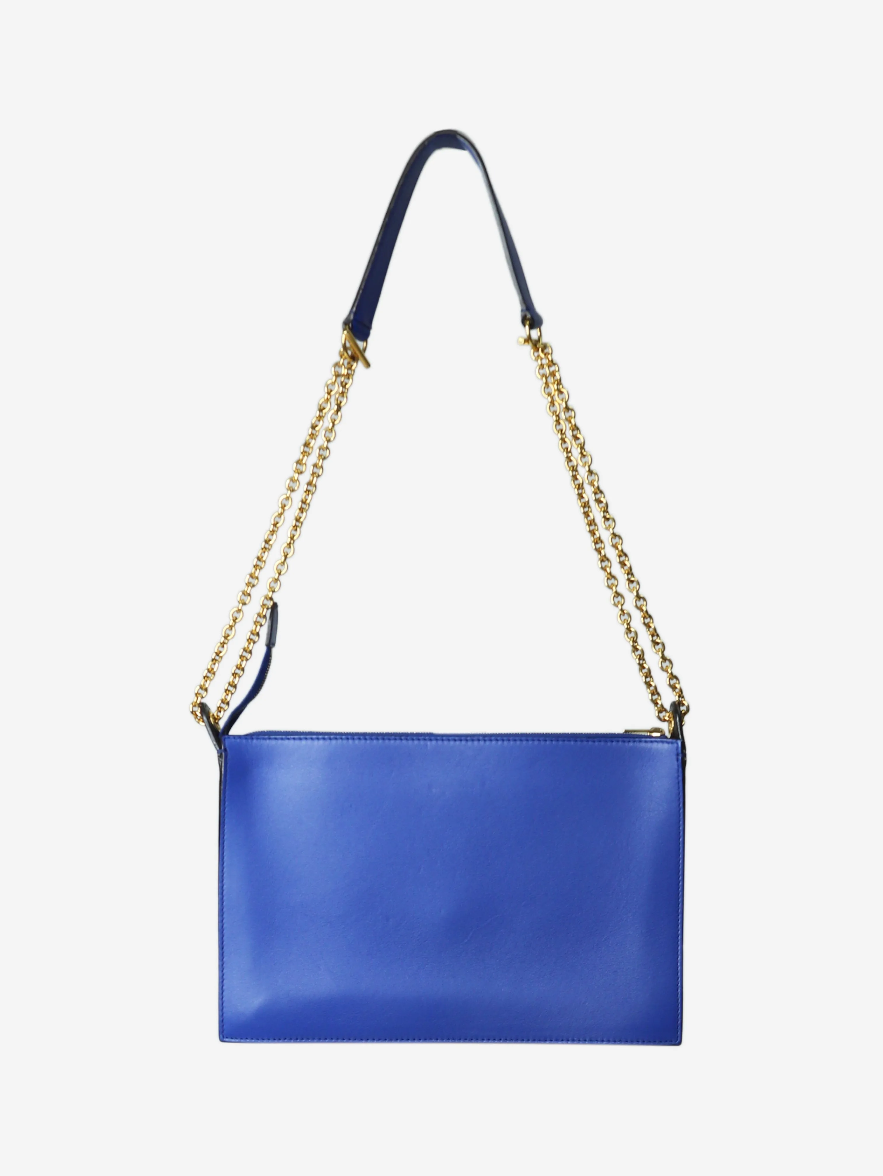 Blue pocket leather cross-body bag - size