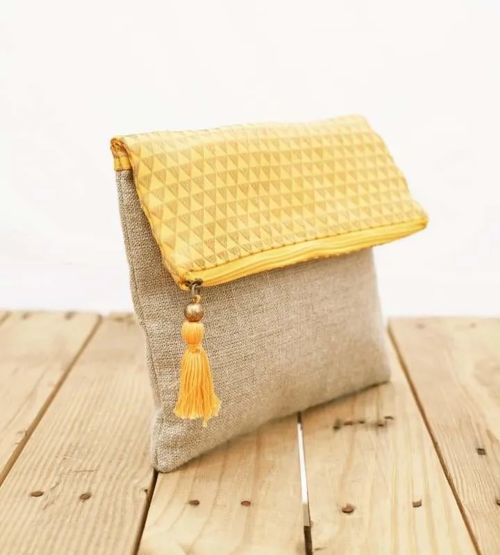 Boho Yellow Moroccan Foldover Brocade Bag