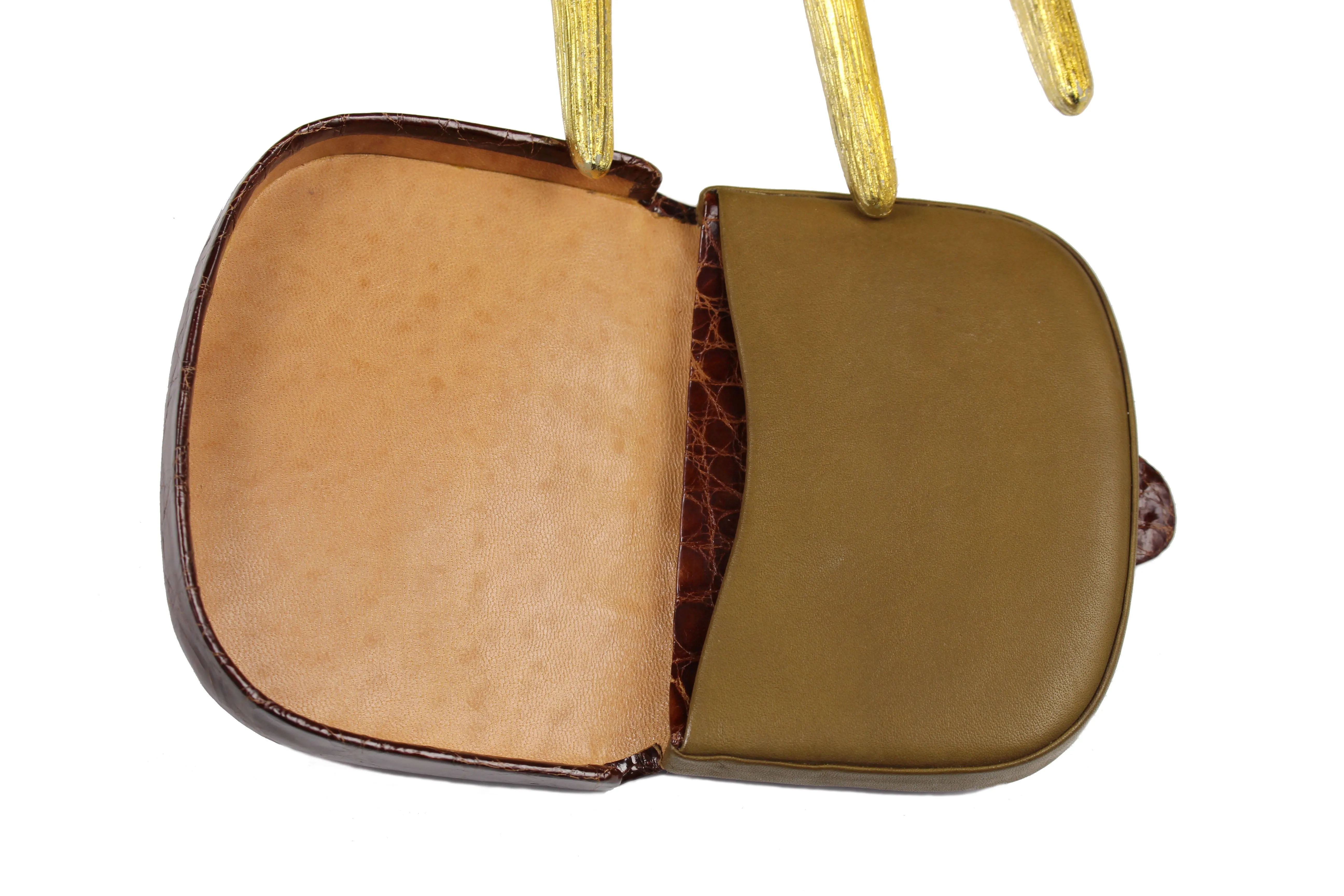 Brown crocodile skin change purse