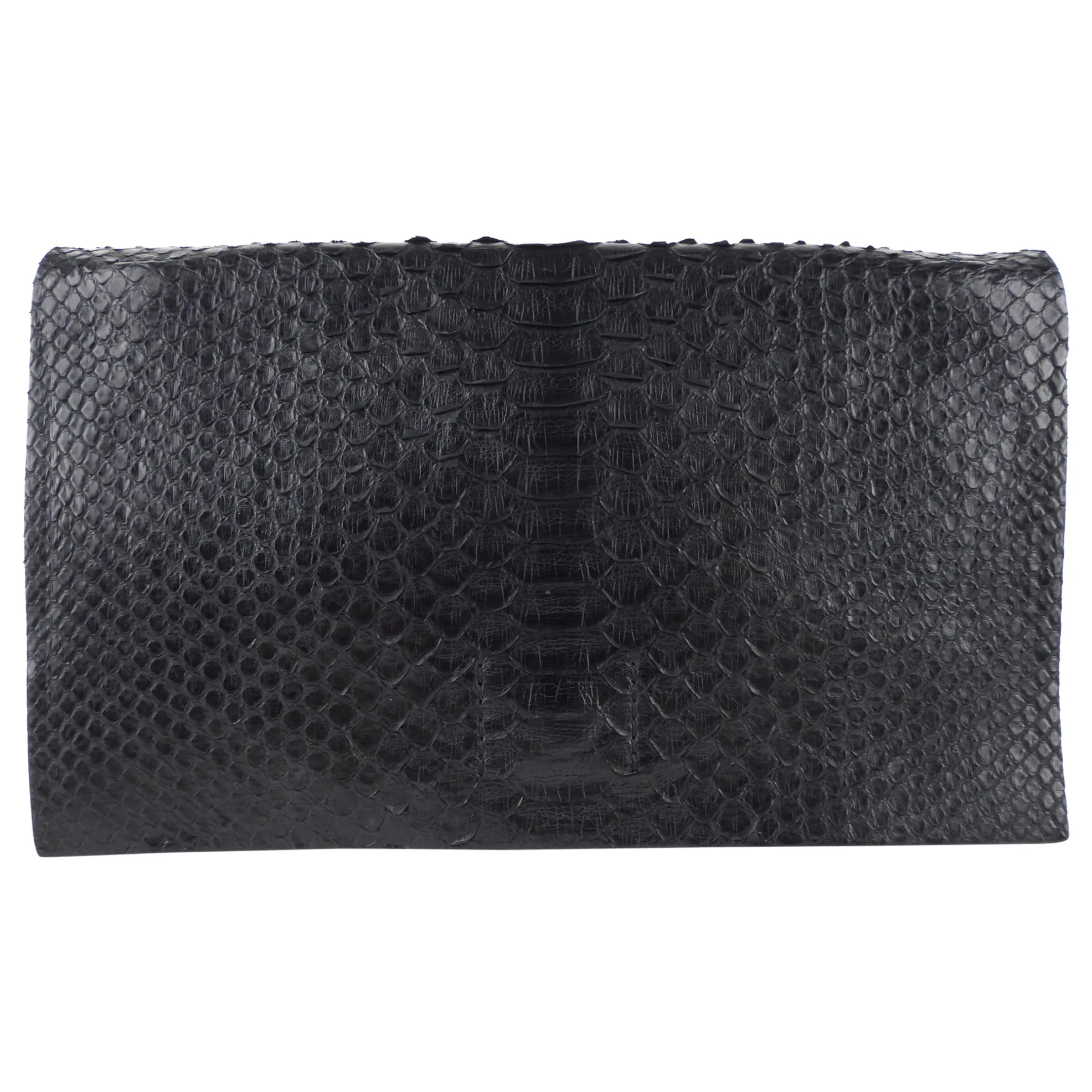 Calvin Klein Collection Black Python Exotic Leather Chain Flap Bag