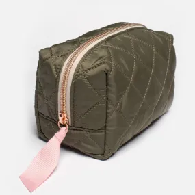 Caroline Gardner Khaki Quilted Cosmetic Cube