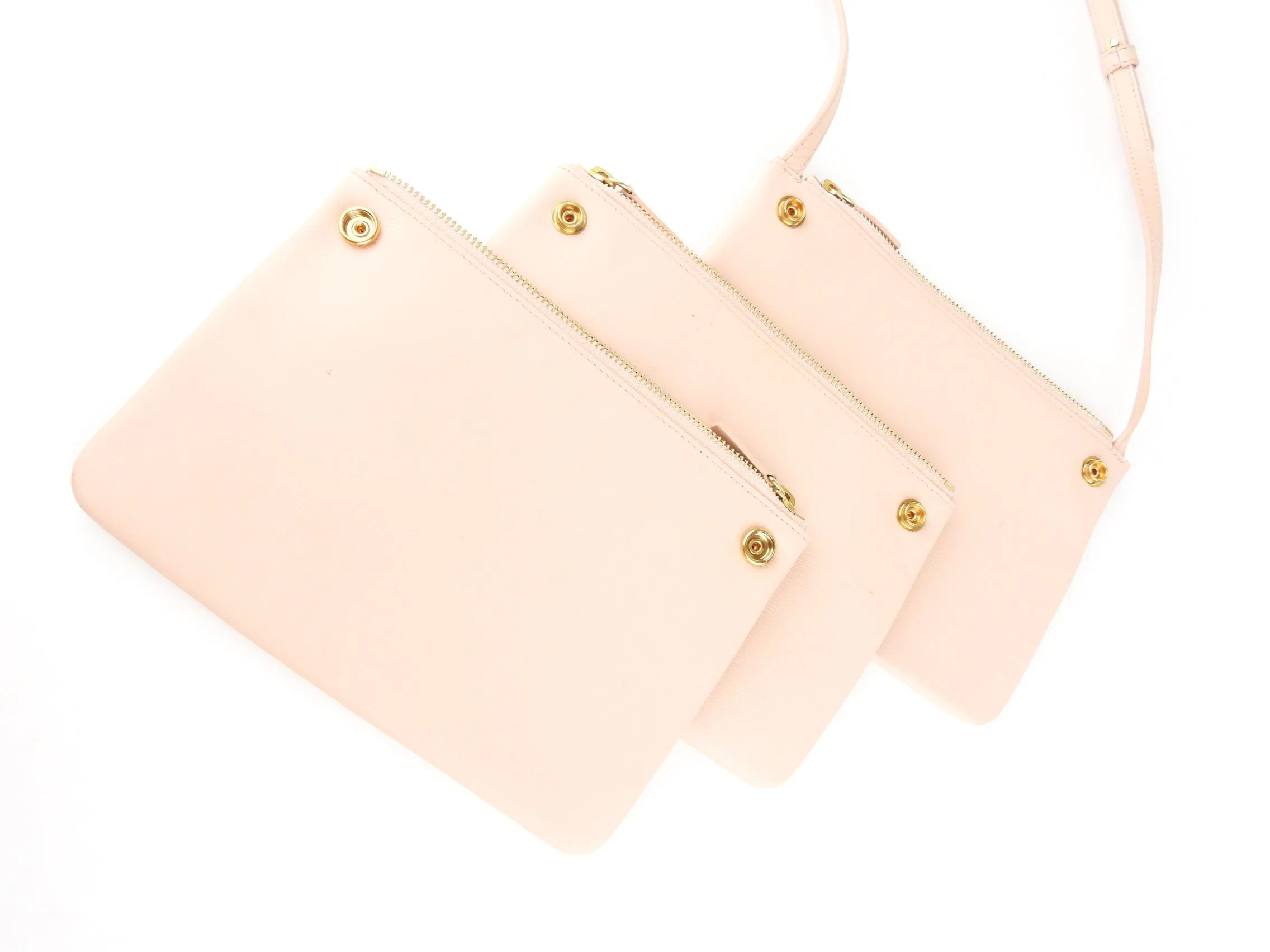 Celine Blush Pink Leather Trio Shoulder Bag