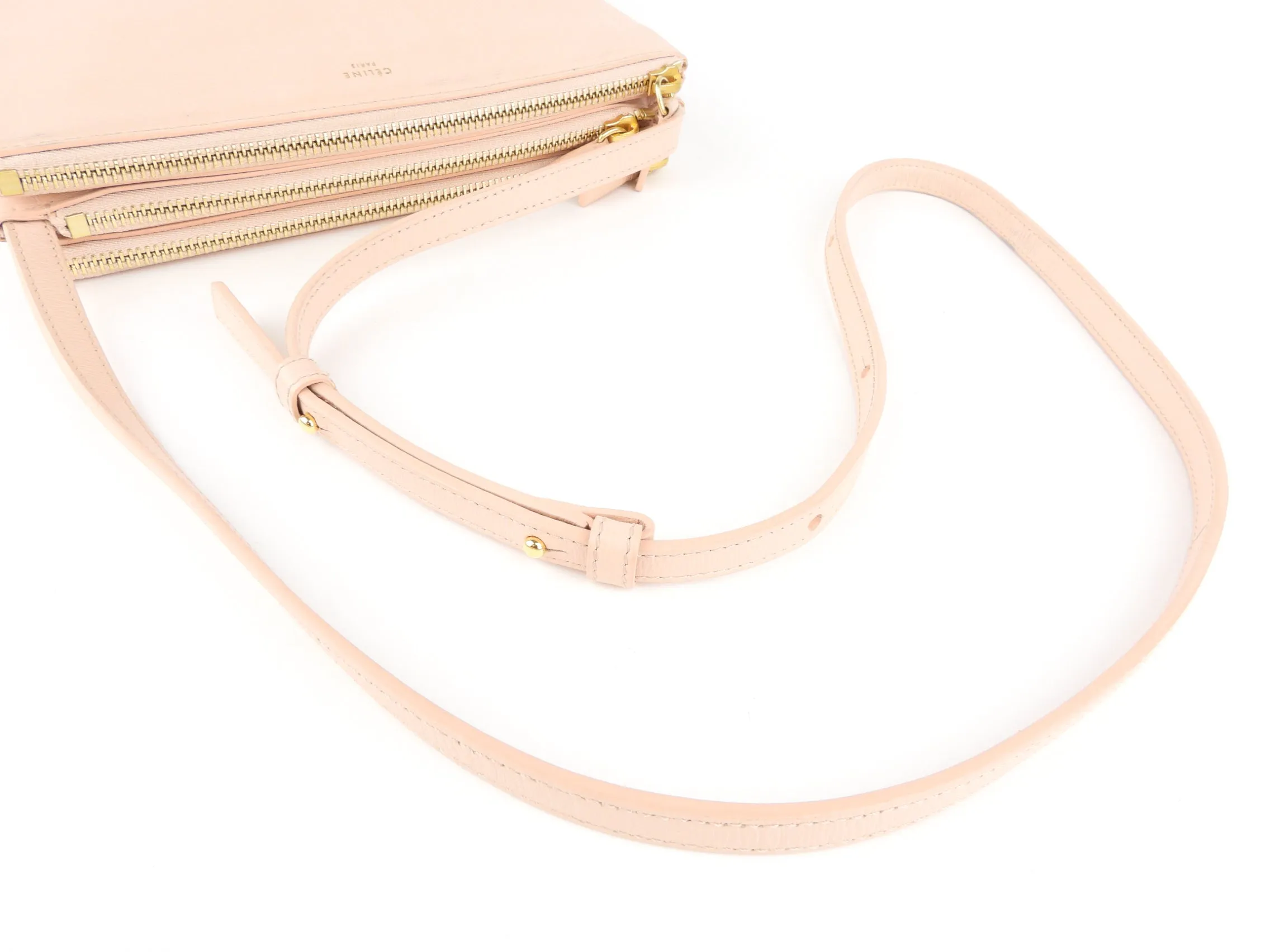 Celine Blush Pink Leather Trio Shoulder Bag