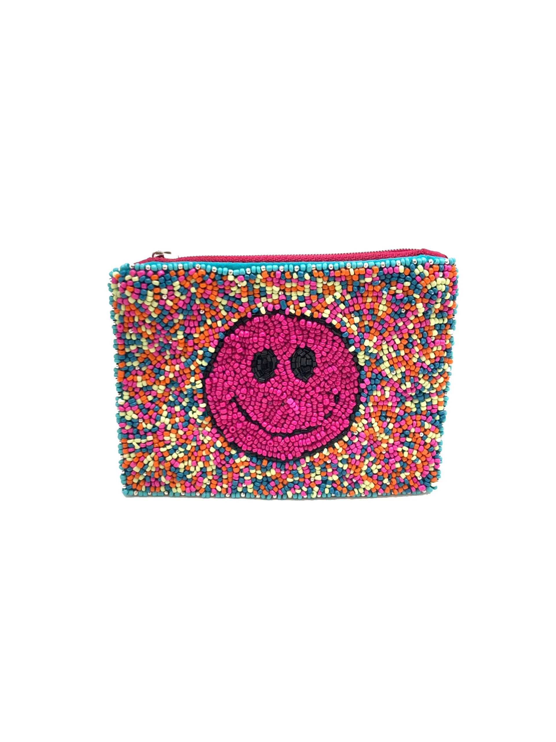 Confetti Smiley Beaded Coin Purse