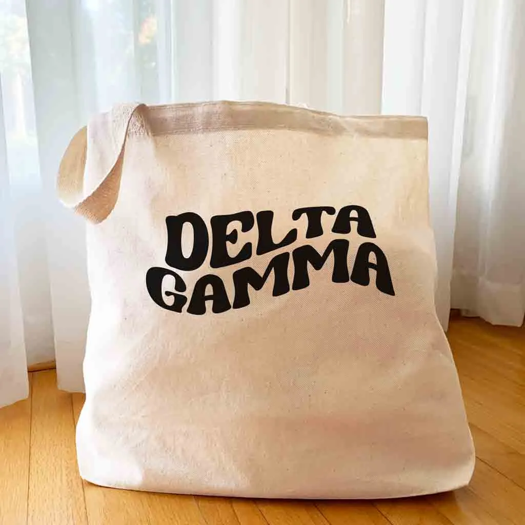 Delta Gamma Large Canvas Sorority Tote Bag with Simple Mod Design