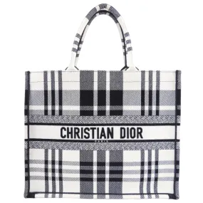 Dior Black and White Check Large Book Bag Tote