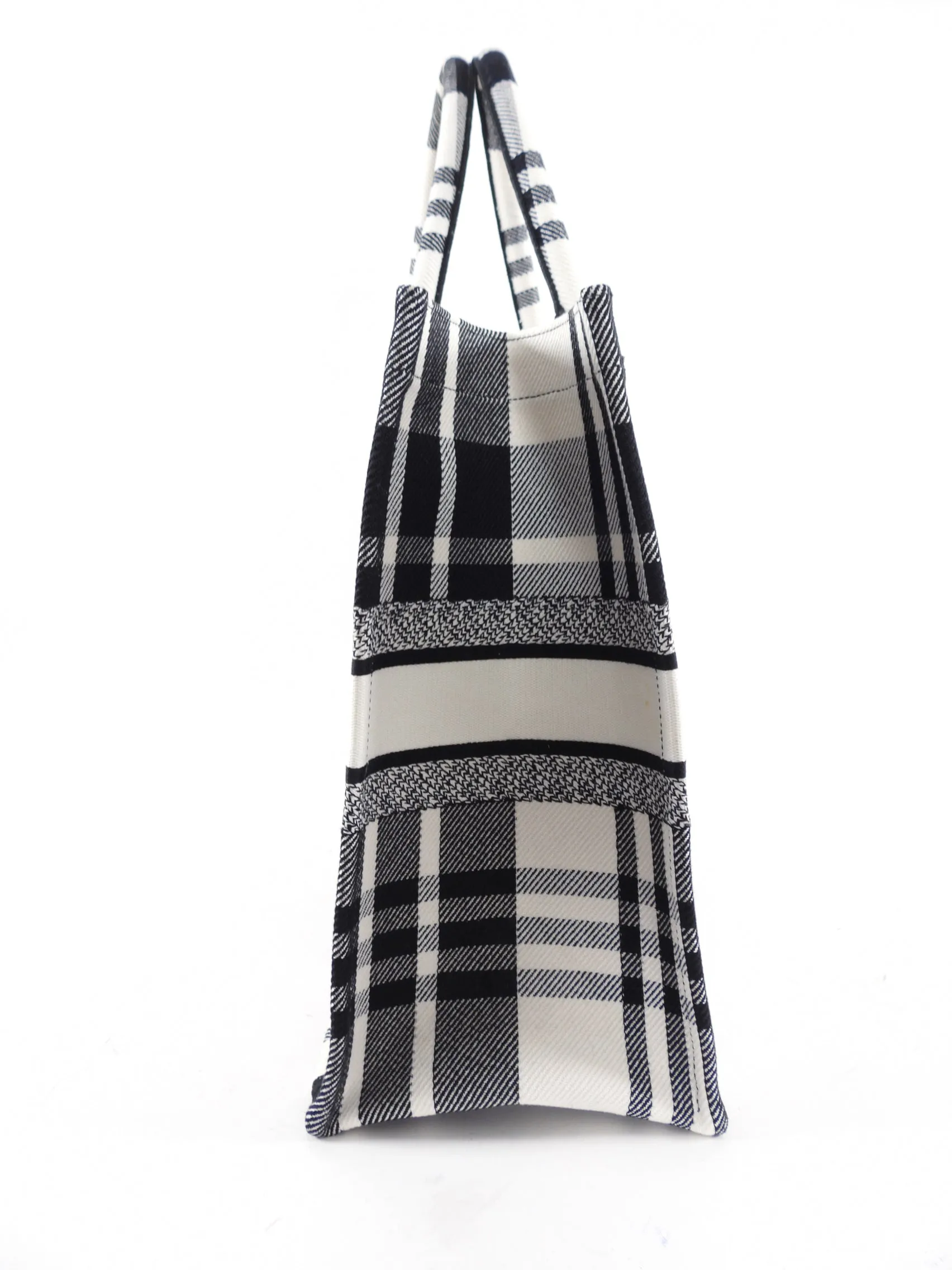 Dior Black and White Check Large Book Bag Tote