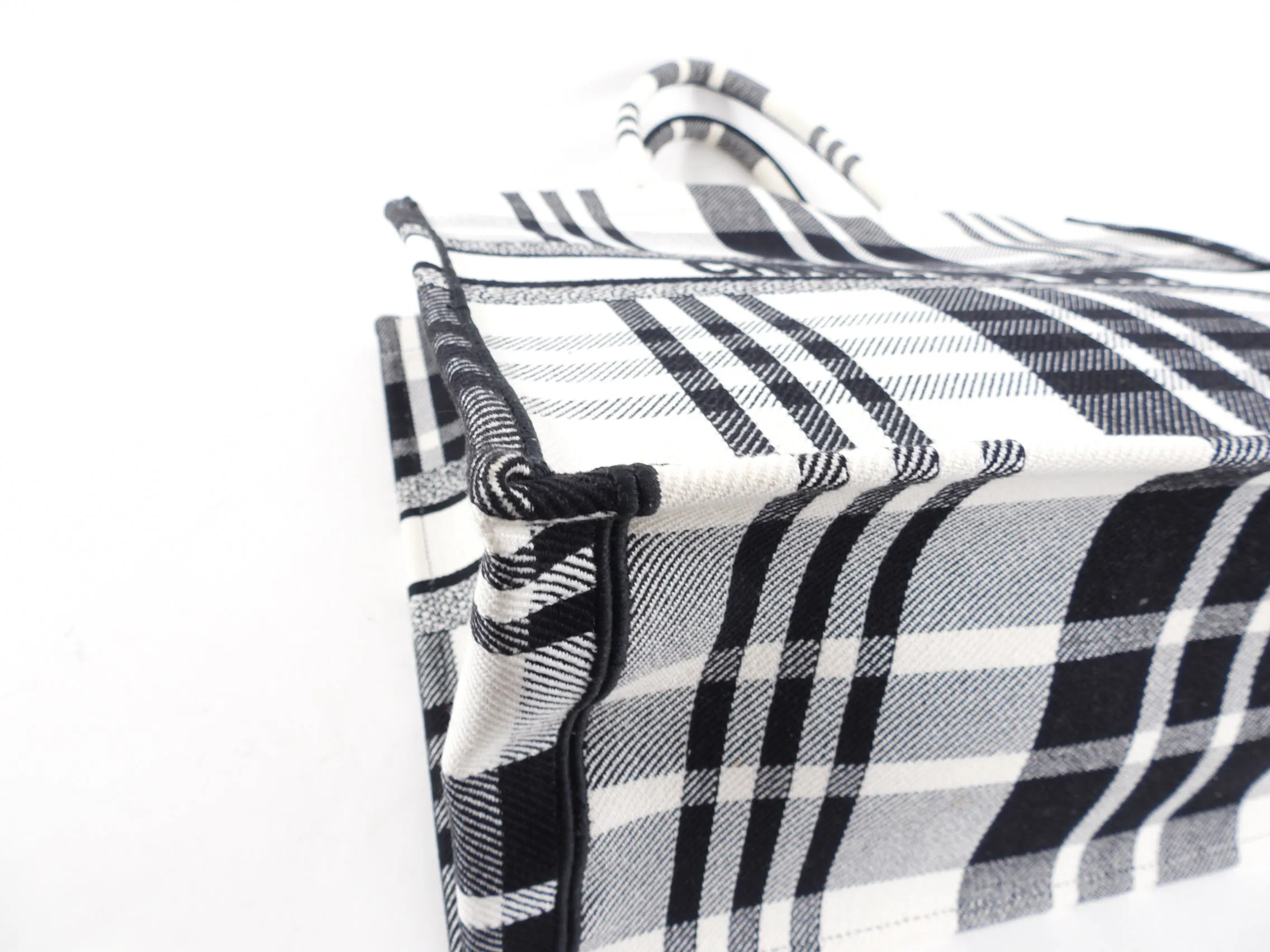 Dior Black and White Check Large Book Bag Tote