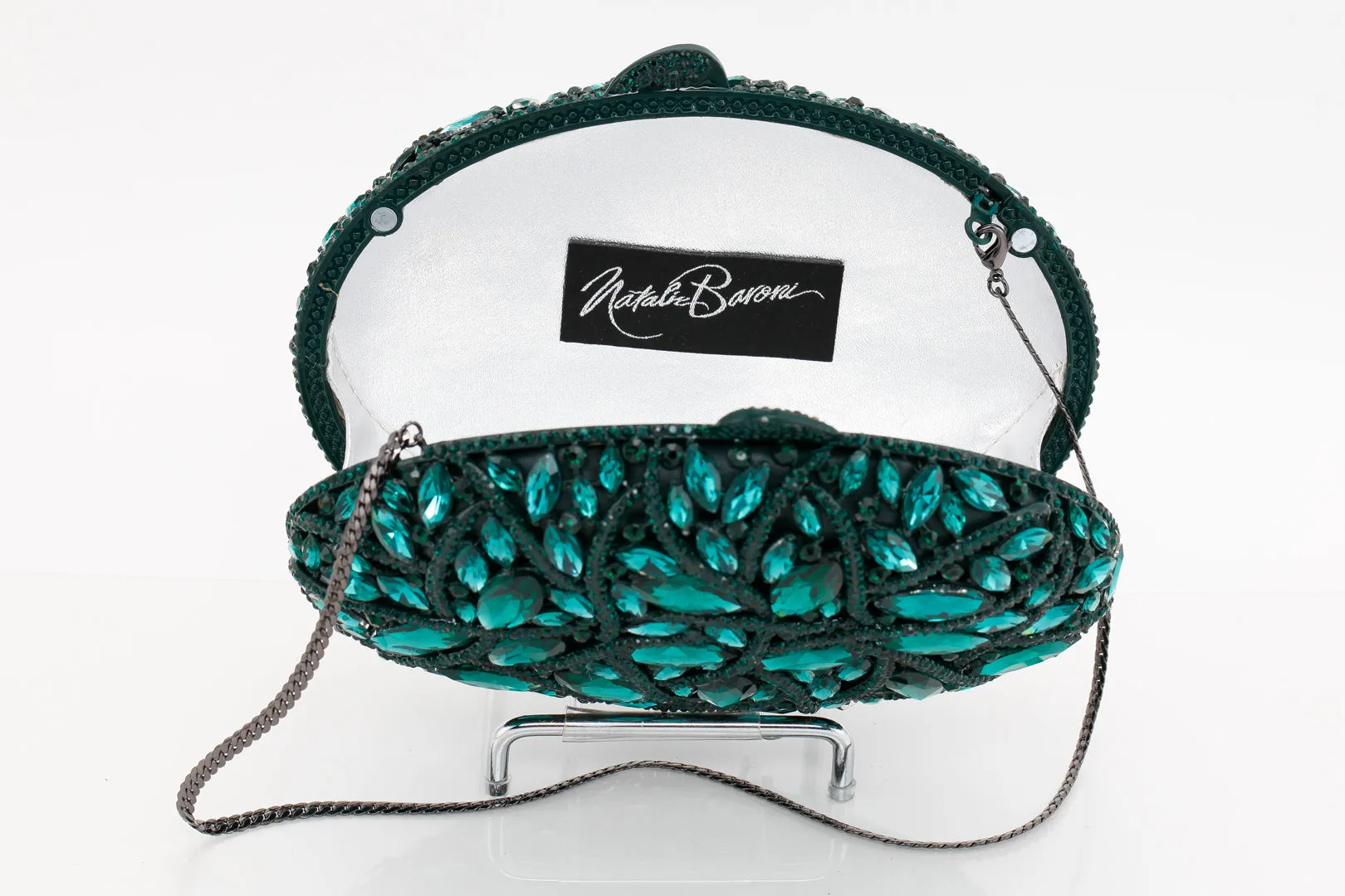 Emerald Jeweled Oval Evening Bag