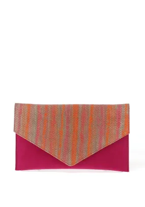 EMIS Leather Suede Envelope Clutch Bag Fuchsia