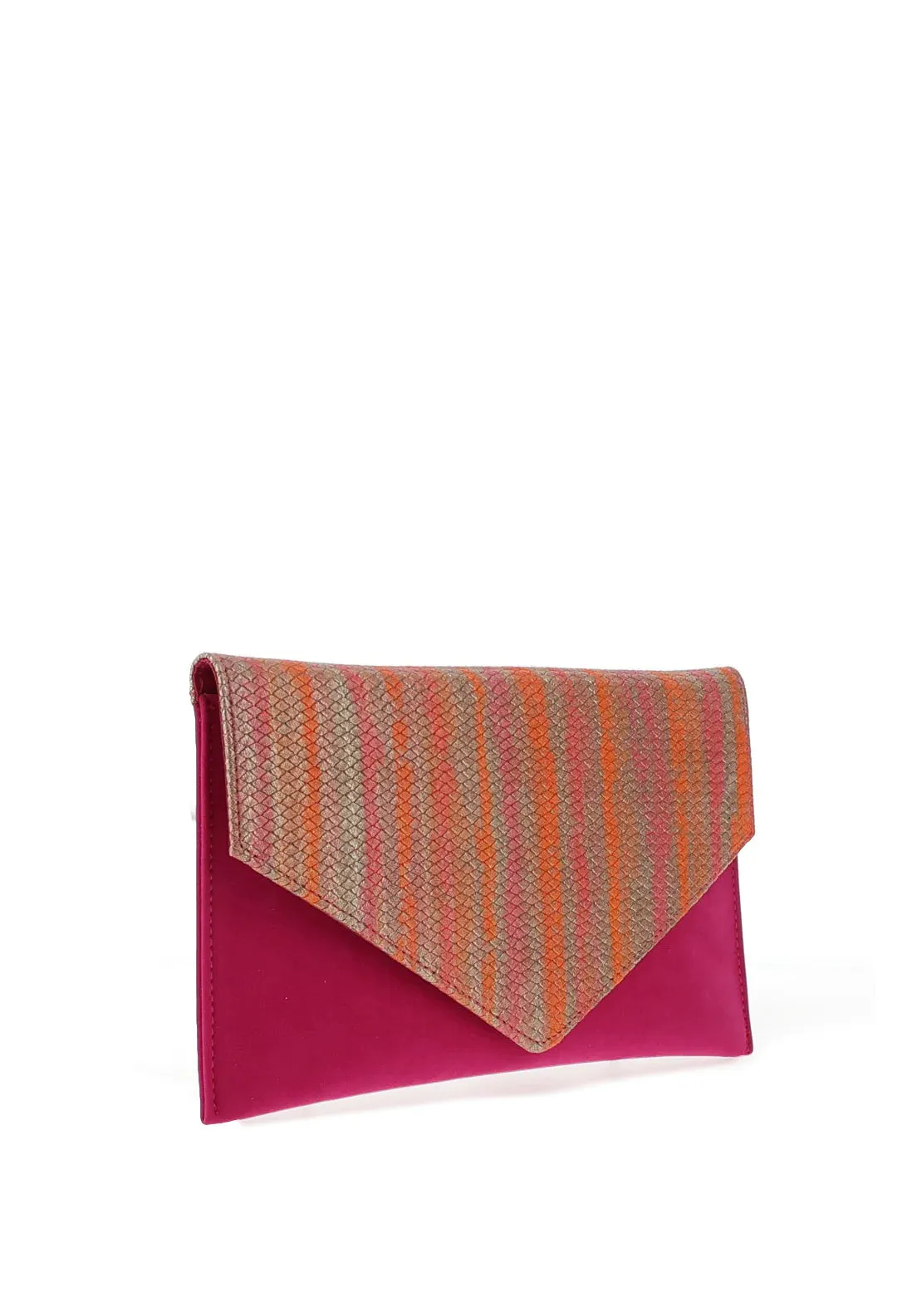 EMIS Leather Suede Envelope Clutch Bag Fuchsia