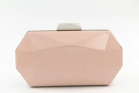 FABUCCI nude-pink patent octagonal clutch