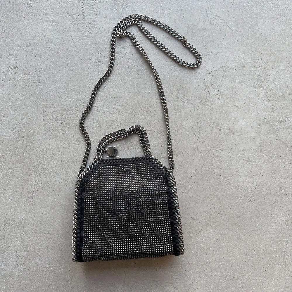 Falabella Tiny Tote, Crystal Hotfix, Black/Hematite