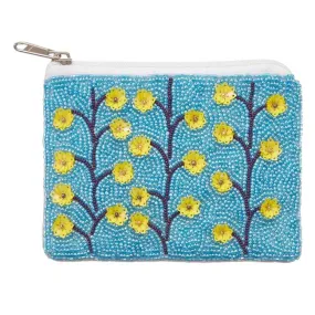 Flower Branch Sequin Seed Beaded Mini Pouch Bag