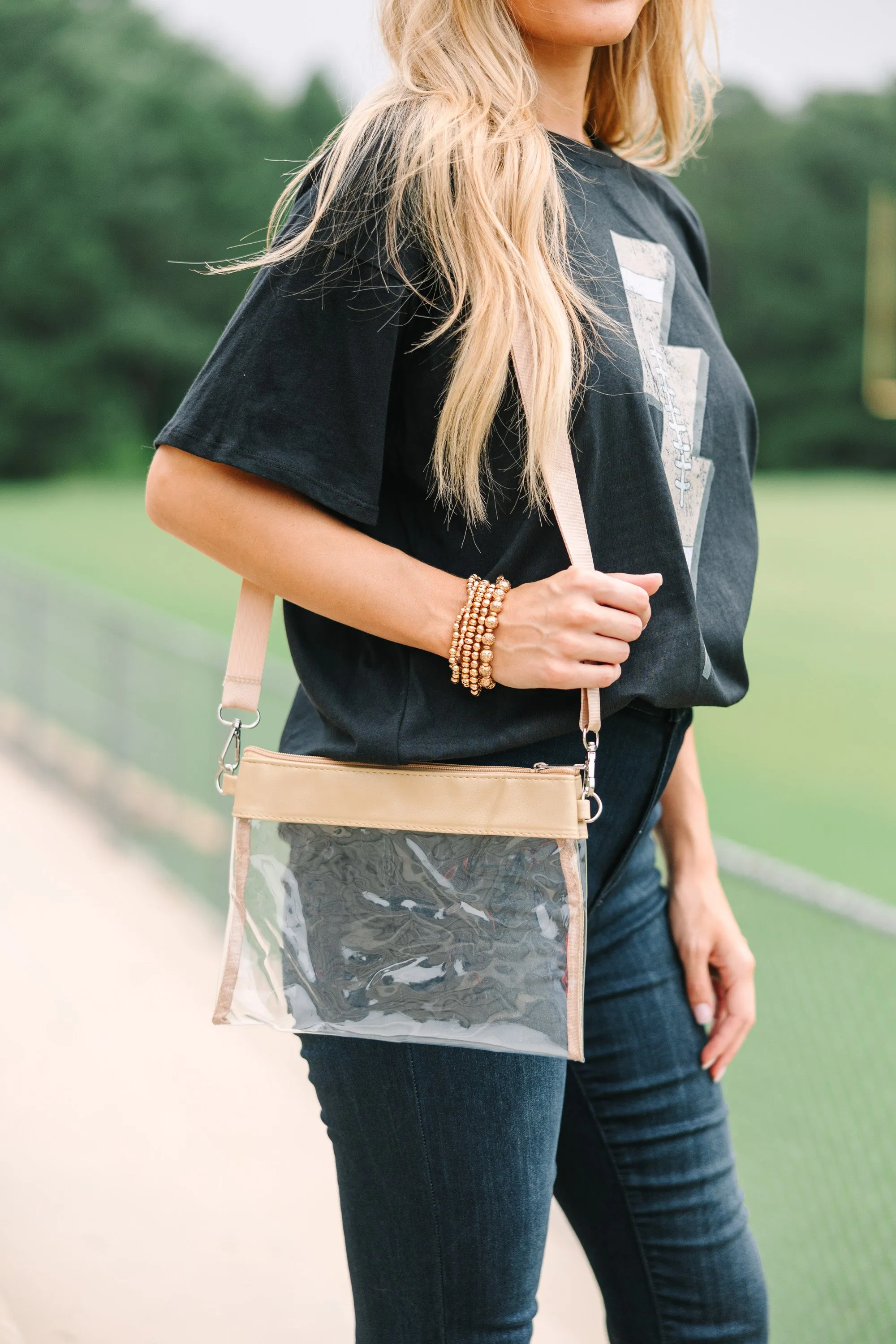 For The Win Gold Clear Purse