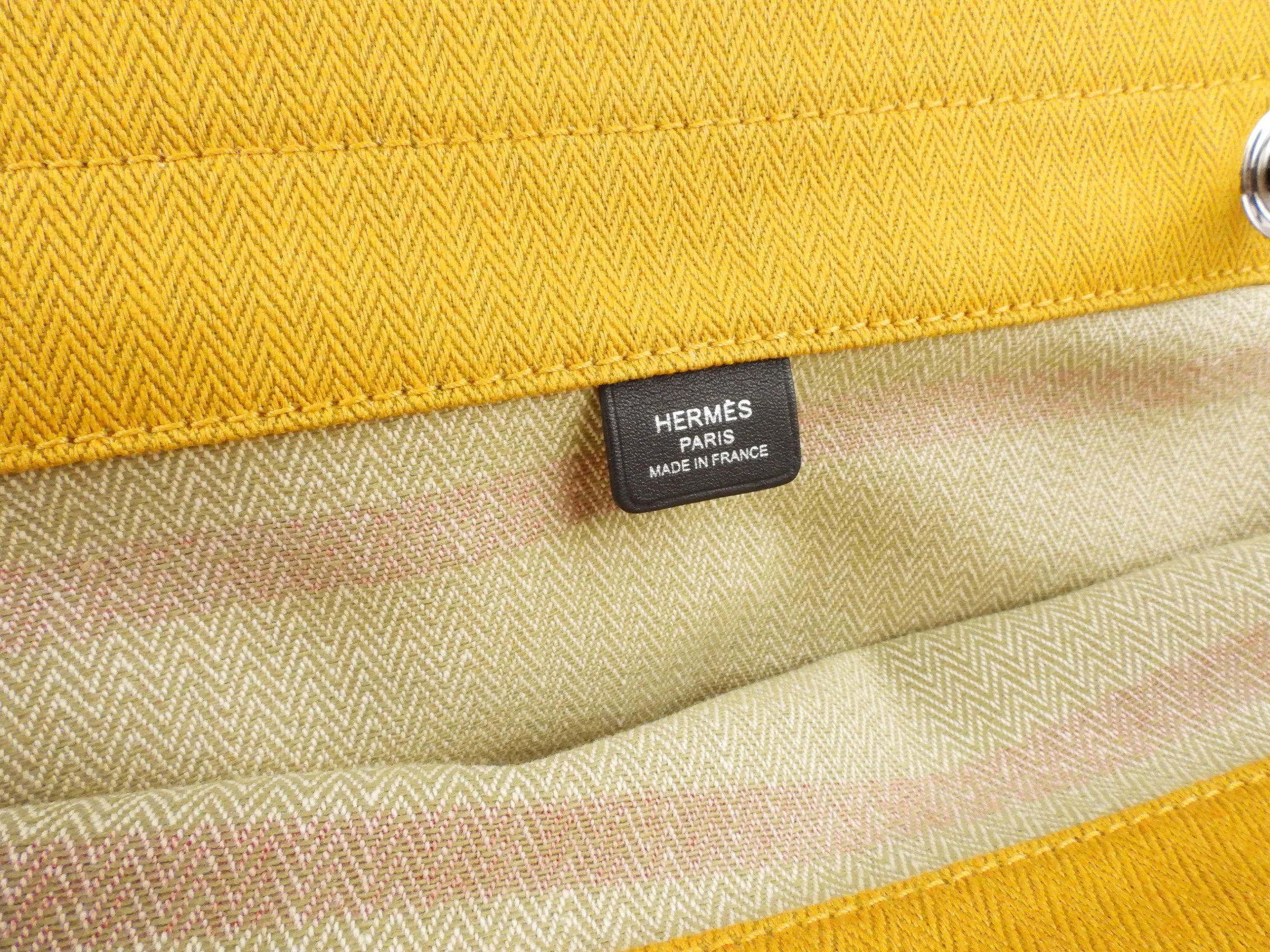 Hermes Yellow, Red and Navy Blue Striped Toile Canvas Aline Shoulder Bag