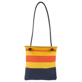 Hermes Yellow, Red and Navy Blue Striped Toile Canvas Aline Shoulder Bag