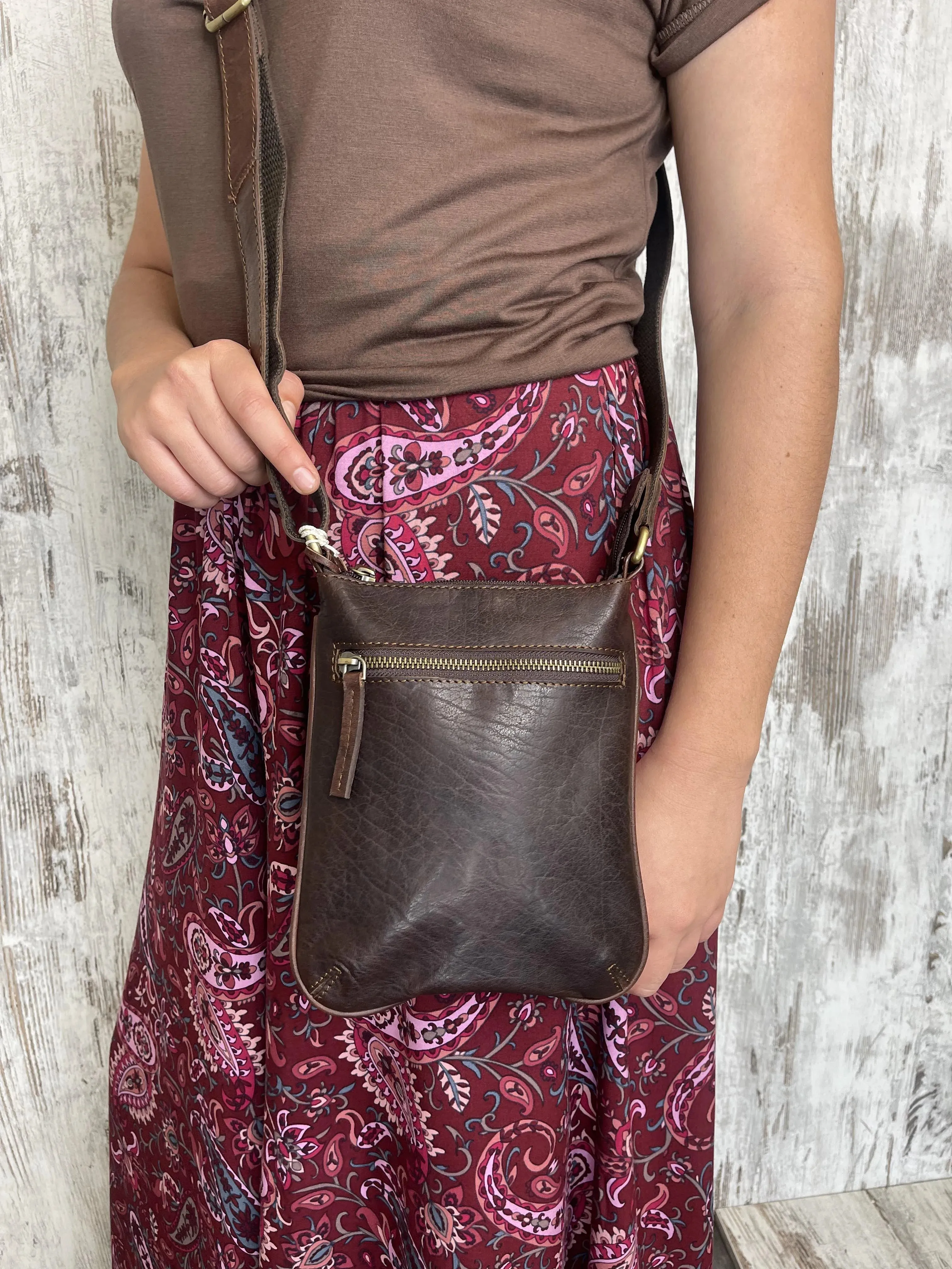 Kimberly Leather Crossbody Sling Bag - Brown