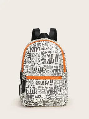 Letter Graphic Pocket Front Backpack